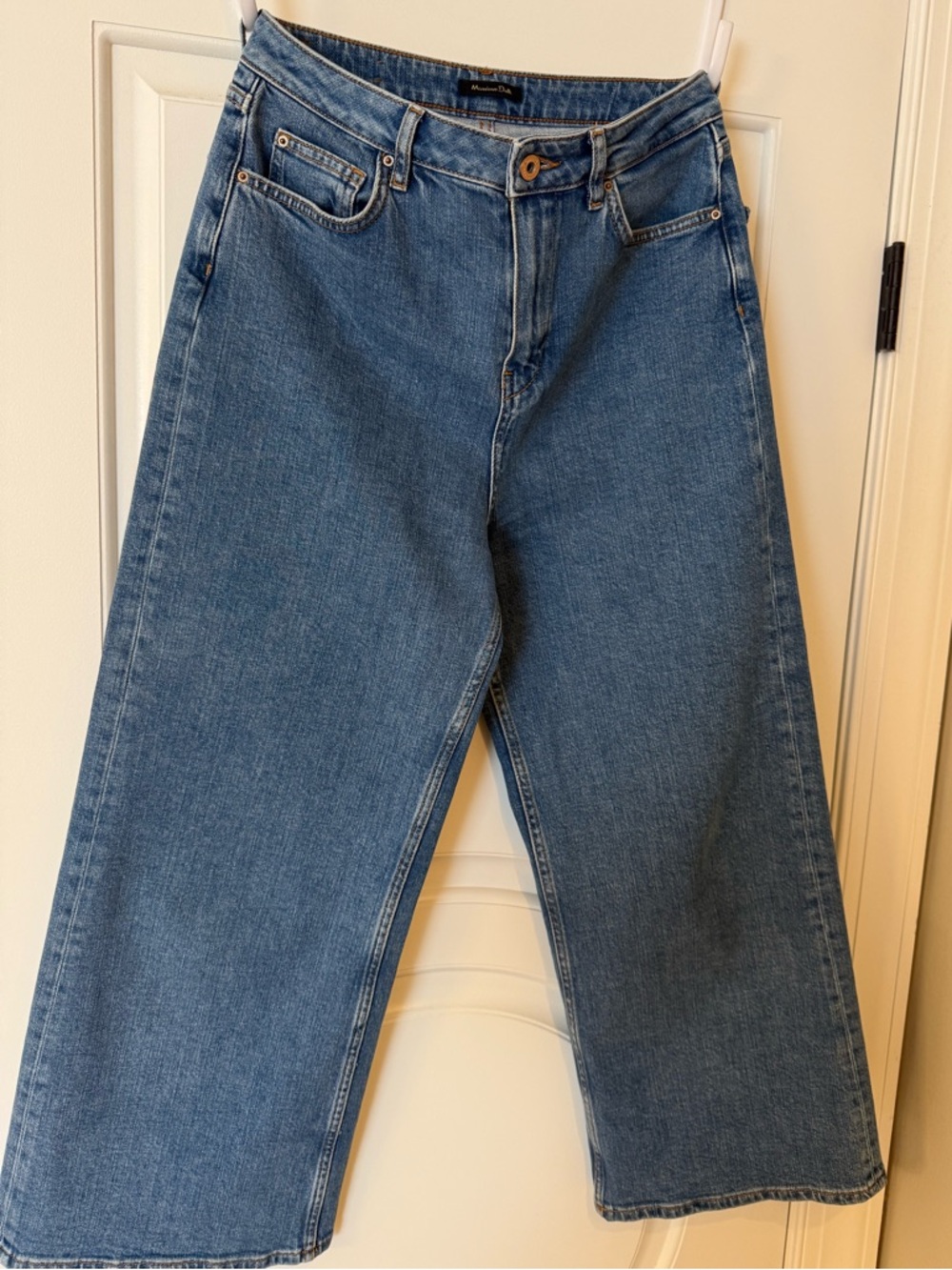 Massimo Dutti Wide-Leg Denim Jeans in Medium Blue